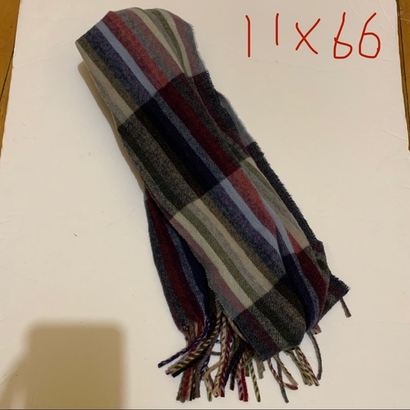 Wool scarf made in Italy stripes fringed - Picture 7 of 7